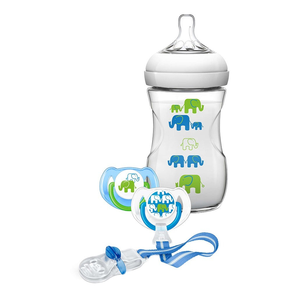 Philips Avent Natural Feeding Bottle Green Elephant Design Gift Set SCD627/01 - Easy Pharmacy LLC