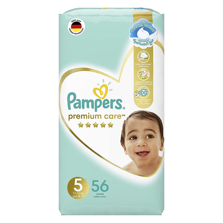 Pampers Premium Care Baby Diapers, Size 5, 11-16Kg, Pack of 56's - Easy Pharmacy LLC