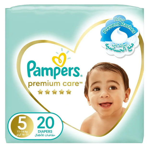 Pampers Premium Care Baby Diapers, Size 5, 11-16Kg, Pack of 20's