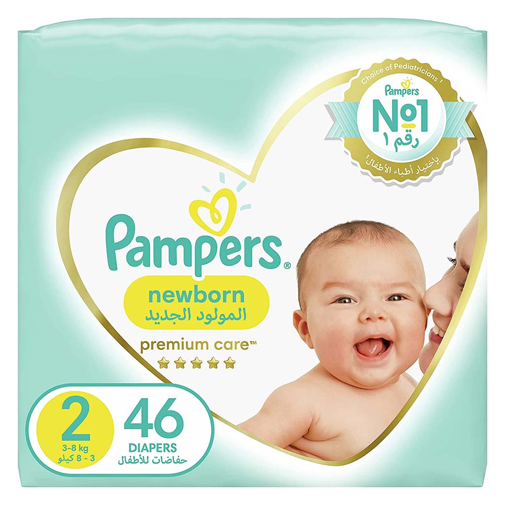 Pampers Premium Care Newborn Diapers, Size 2, 3-8Kg, Pack of 46's - Easy Pharmacy LLC