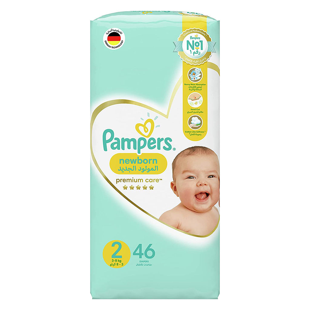 Pampers Premium Care Newborn Diapers, Size 2, 3-8Kg, Pack of 46's - Easy Pharmacy LLC