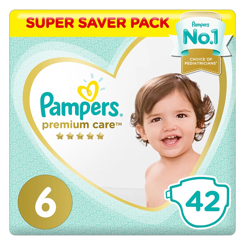 Pampers Premium Care Baby Diapers, Size 6, For 13+Kg, Pack of 42's - Easy Pharmacy LLC