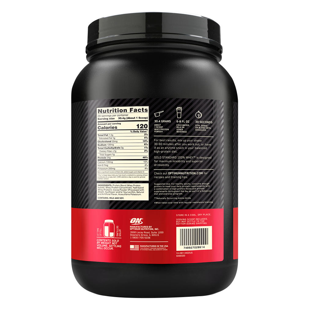 Optimum Nutrition Gold Standard 100% Whey Protein Powder Double Rich Chocolate 2lb - Easy Pharmacy LLC