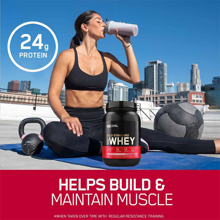 Optimum Nutrition Gold Standard 100% Whey Delicious Strawberry Protein Powder 2lb - Easy Pharmacy LLC