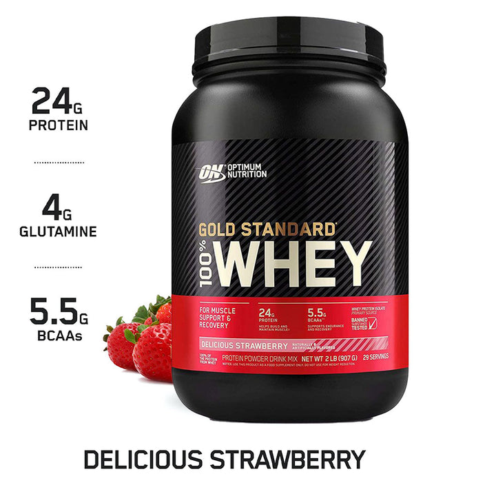 Optimum Nutrition Gold Standard 100% Whey Delicious Strawberry Protein Powder 2lb - Easy Pharmacy LLC