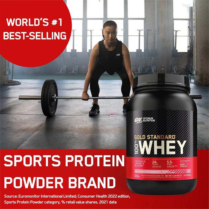 Optimum Nutrition Gold Standard 100% Whey Delicious Strawberry Protein Powder 2lb - Easy Pharmacy LLC