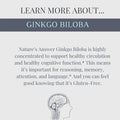 Nature’s Answer Ginkgo Biloba 80 mg Standardized Herbal Extract – 60 Vegan Capsules