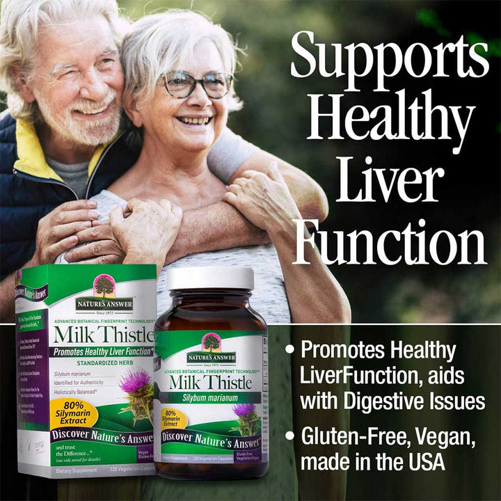 Nature's Answer Milk Thistle Seed Standardized Vegan Capsules For Detox & Liver Function, Pack of 120's - Easy Pharmacy LLC
