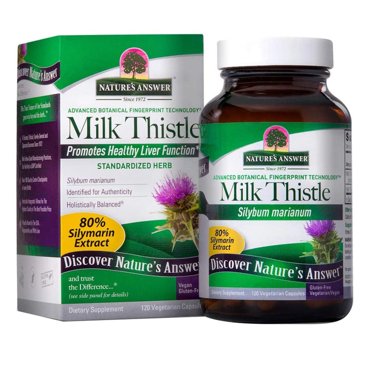 Nature's Answer Milk Thistle Seed Standardized Vegan Capsules For Detox & Liver Function, Pack of 120's - Easy Pharmacy LLC