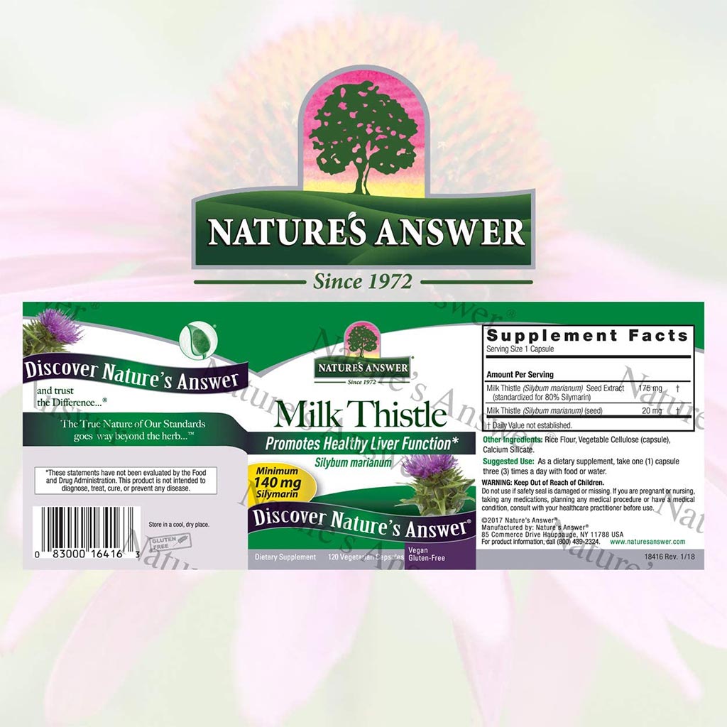Nature's Answer Milk Thistle Seed Standardized Vegan Capsules For Detox & Liver Function, Pack of 120's - Easy Pharmacy LLC