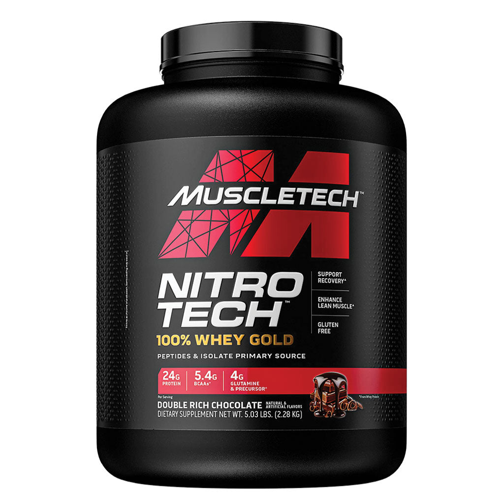 MuscleTech Nitro Tech 100% Whey Gold Protein Peptides & Isolate Double Rich Chocolate 5 Lbs - Easy Pharmacy LLC