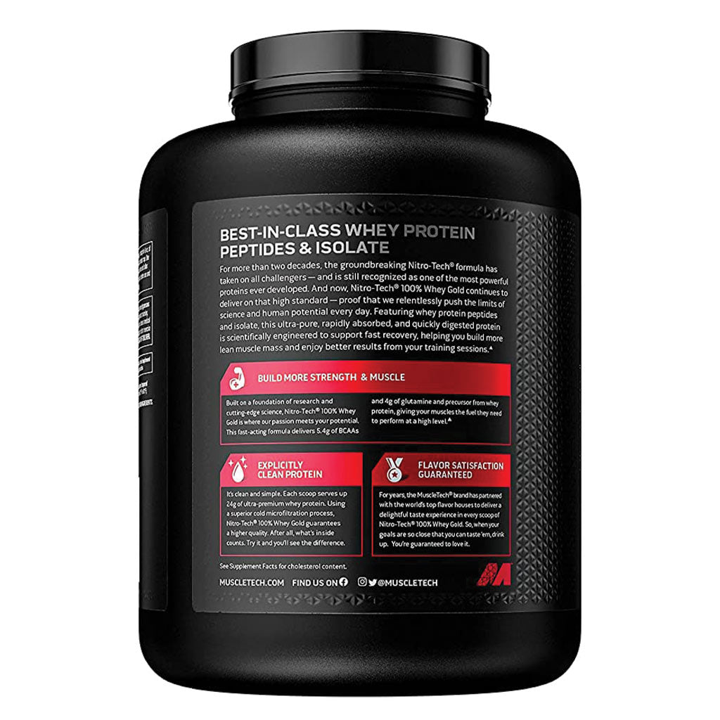 MuscleTech Nitro Tech 100% Whey Gold Protein Peptides & Isolate Double Rich Chocolate 5 Lbs - Easy Pharmacy LLC
