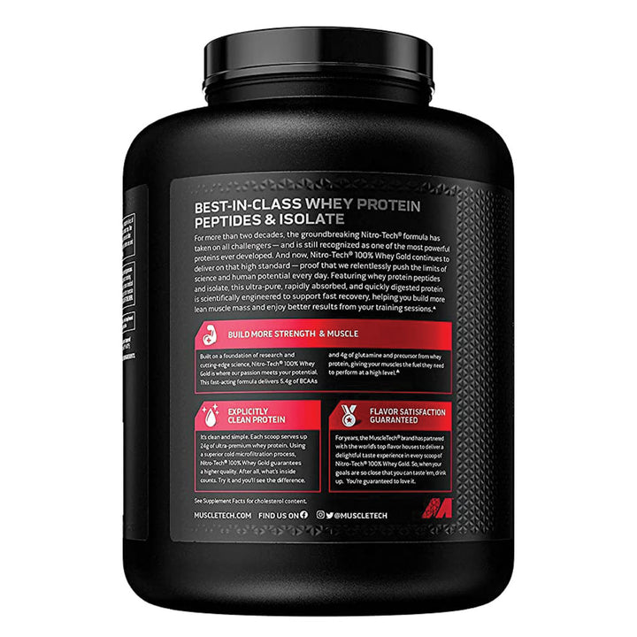 MuscleTech Nitro Tech 100% Whey Gold Protein Peptides & Isolate Double Rich Chocolate 5 Lbs - Easy Pharmacy LLC