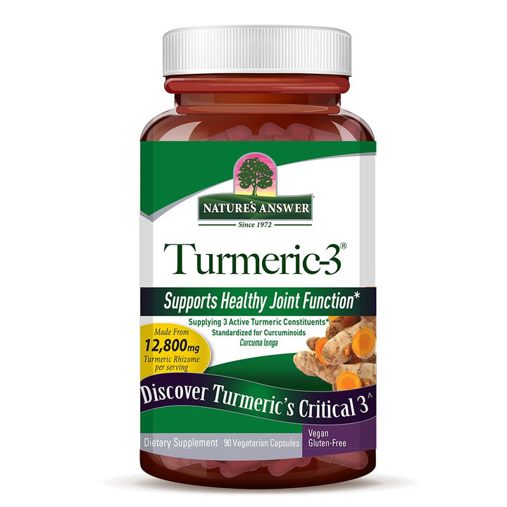 Nature's Answer Turmeric 3 12,800 mg Herbal Equivalent Vegan Capsules For Bone & Joint Health, Pack of 90's - Easy Pharmacy LLC