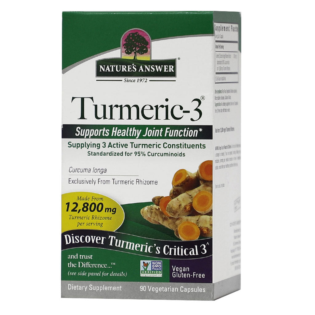 Nature's Answer Turmeric 3 12,800 mg Herbal Equivalent Vegan Capsules For Bone & Joint Health, Pack of 90's - Easy Pharmacy LLC