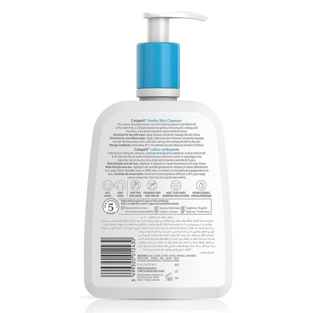 Cetaphil Gentle Skin Cleanser, Face & Body Wash For Men & Women With Dry to Normal and Sensitive Skin, Unscented, 500ml - Easy Pharmacy LLC