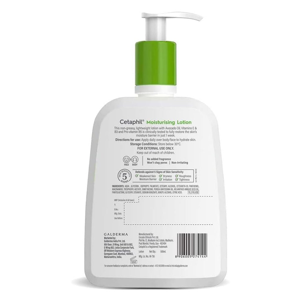 Cetaphil Moisturizing Lotion, Face & Body Moisturizer For Men & Women With Dry to Normal and Sensitive Skin, Unscented, 500ml - Easy Pharmacy LLC