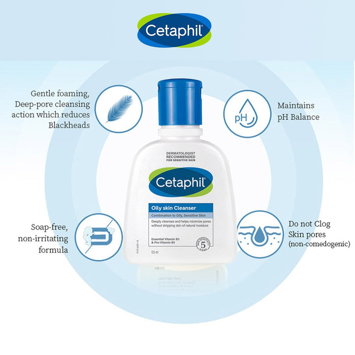 Cetaphil Oily Skin Cleanser, Foaming Face & Body Wash for Men & Women With Combination to Oily and Sensitive Skin, Unscented, 125ml - Easy Pharmacy LLC