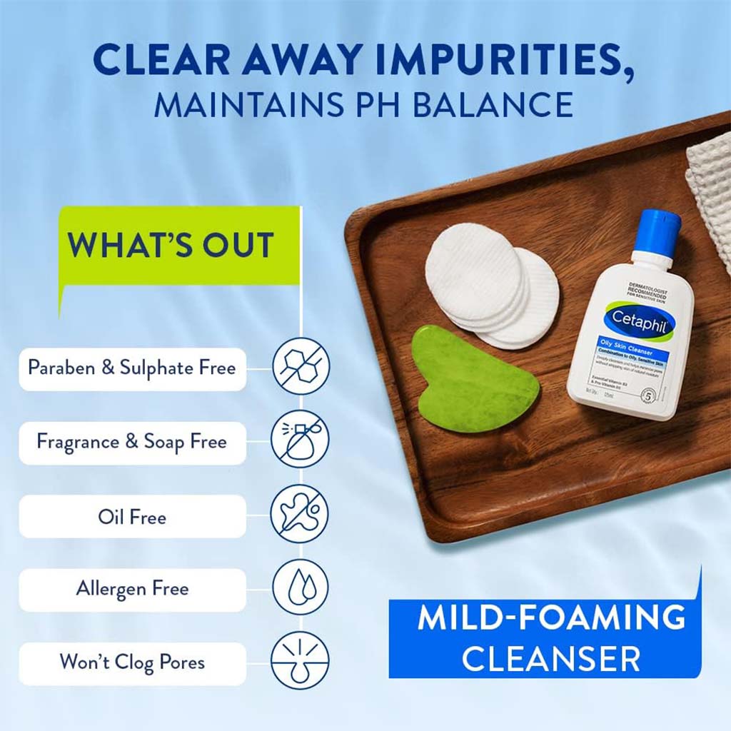 Cetaphil Oily Skin Cleanser, Foaming Face & Body Wash for Men & Women With Combination to Oily and Sensitive Skin, Unscented, 125ml - Easy Pharmacy LLC