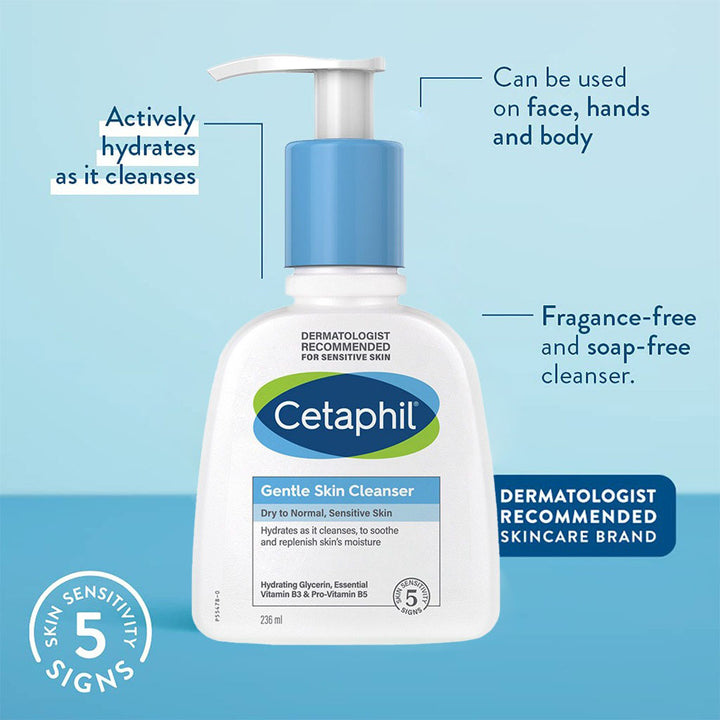 Cetaphil Gentle Skin Cleanser, Face & Body Wash For Men & Women With Normal to Dry and Sensitive Skin, Unscented, 236ml - Easy Pharmacy LLC