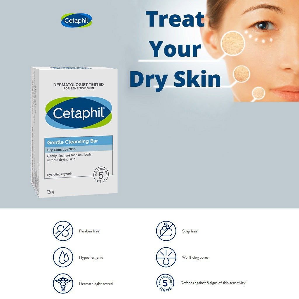 Cetaphil Gentle Face & Body Cleansing Bar For Men & Women With Dry to Normal Sensitive Skin, Unscented, 127g - Easy Pharmacy LLC