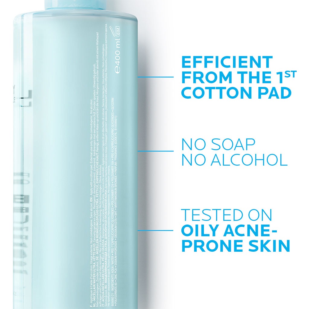 La Roche-Posay Effaclar Micellar Water Makeup Remover For Oily Skin 400ml - Easy Pharmacy LLC