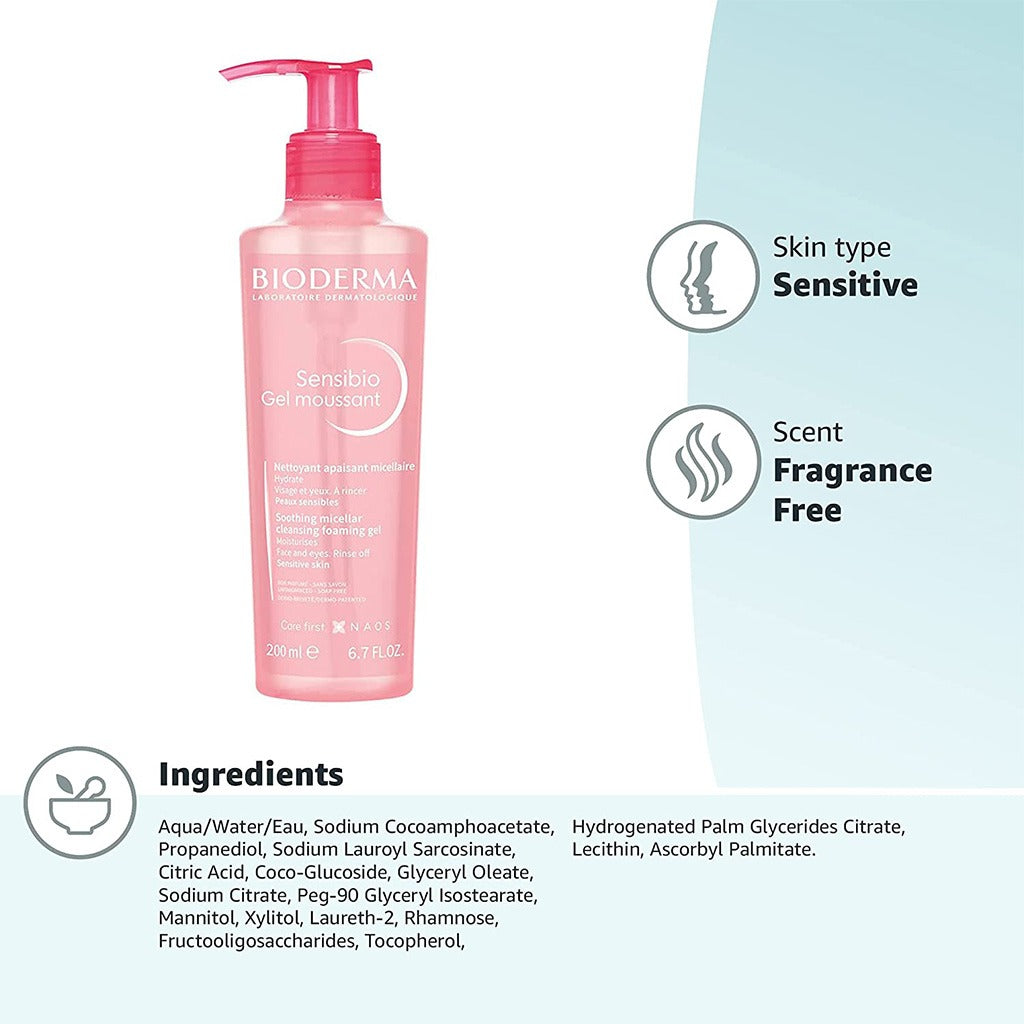Bioderma Sensibio Soothing Micellar Cleansing Foaming Gel For Sensitive Skin 200 mL - Easy Pharmacy LLC