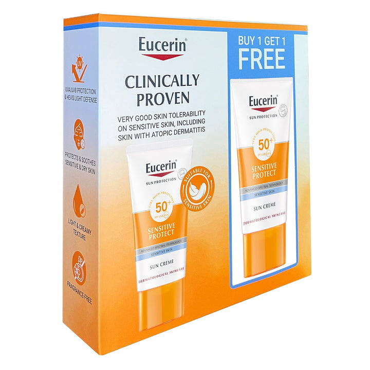 Eucerin Sun Sensitive Protect SPF50+ Sunscreen Cream For Sensitive & Dry Skin 50ml 1+1 PROMO - Easy Pharmacy LLC