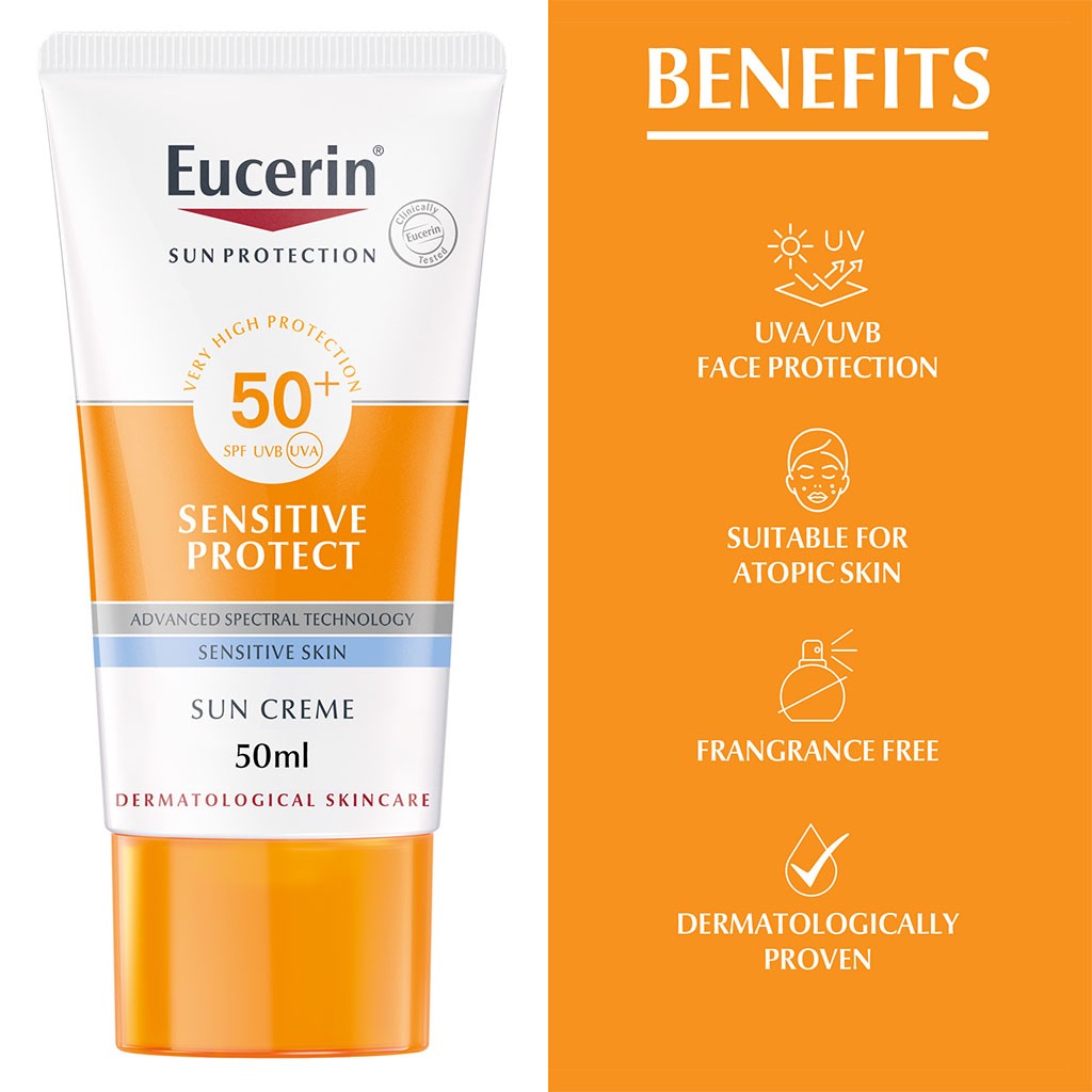 Eucerin Sun Sensitive Protect SPF50+ Sunscreen Cream For Sensitive & Dry Skin 50ml 1+1 PROMO - Easy Pharmacy LLC