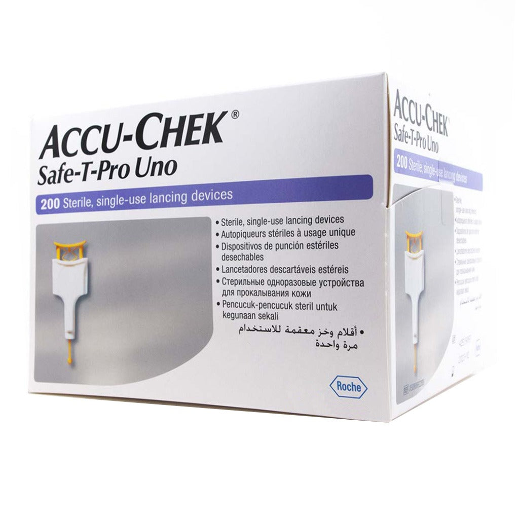 Accu-Chek Safe-T-Pro Uno Sterile Single Use Lancets For Diabetic Blood Glucose Testing, Pack of 200's - Easy Pharmacy LLC