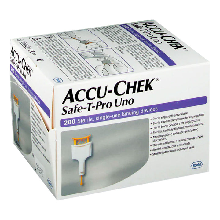 Accu-Chek Safe-T-Pro Uno Sterile Single Use Lancets For Diabetic Blood Glucose Testing, Pack of 200's - Easy Pharmacy LLC