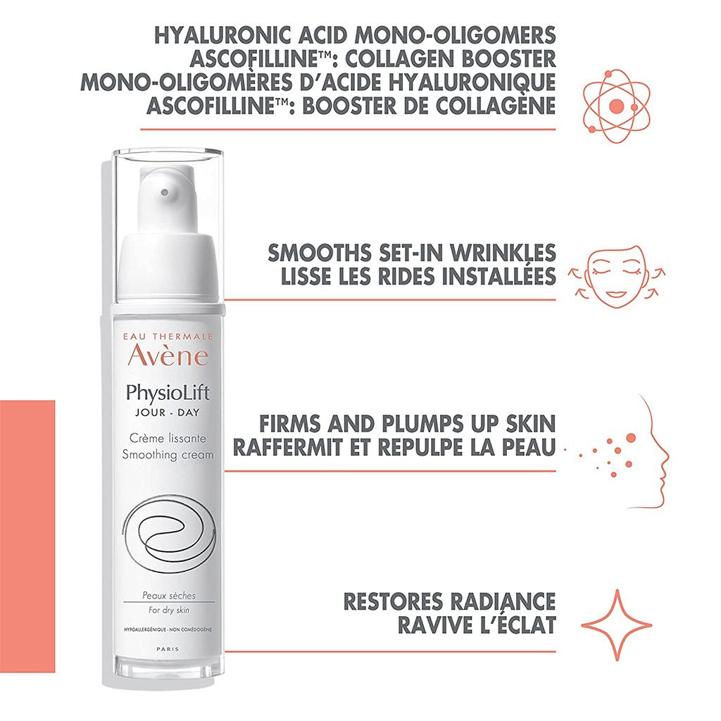 Avene PhysioLift Day Smoothing Cream With Hyaluronic Acid For Dry Skin 30ml - Easy Pharmacy LLC