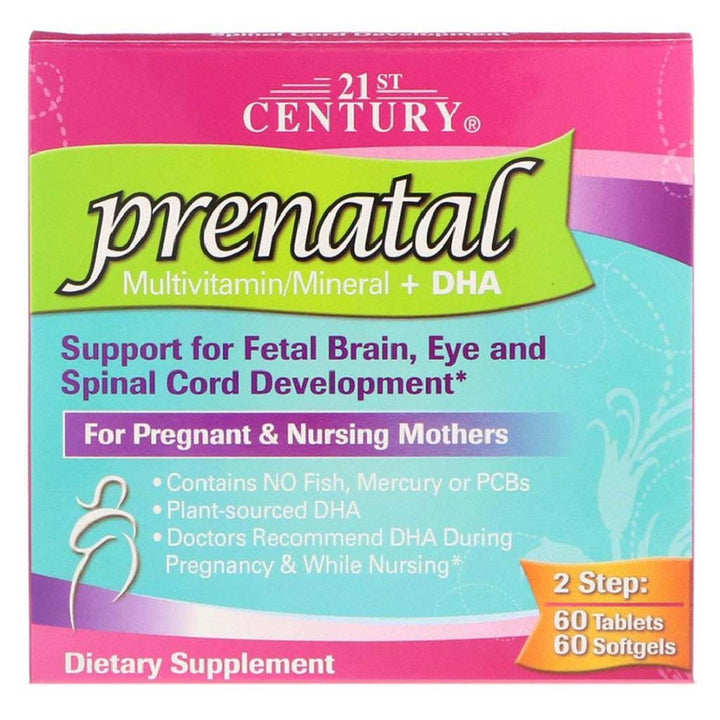 21st Century Prenatal Multivitamins/Mineral Tablets + Prenatal DHA Softgels, Dual Pack of 60's + 60's - Easy Pharmacy LLC