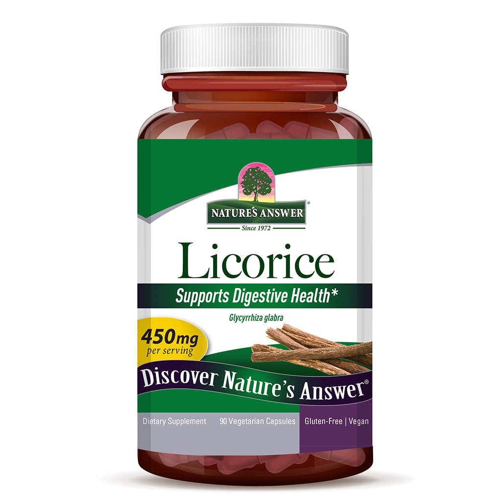 Nature's Answer Licorice Root 450mg Vegan Capsules For Digestive Health, Pack of 90's - Easy Pharmacy LLC