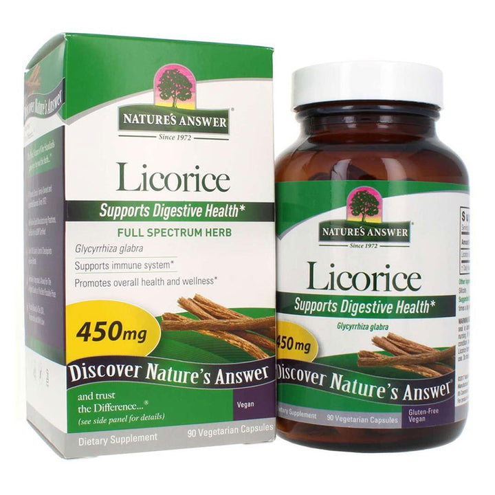 Nature's Answer Licorice Root 450mg Vegan Capsules For Digestive Health, Pack of 90's - Easy Pharmacy LLC