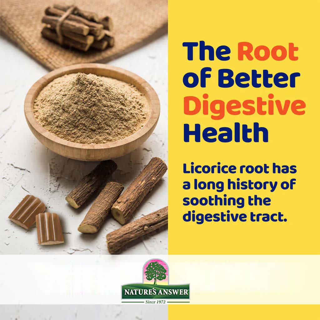Nature's Answer Licorice Root 450mg Vegan Capsules For Digestive Health, Pack of 90's - Easy Pharmacy LLC