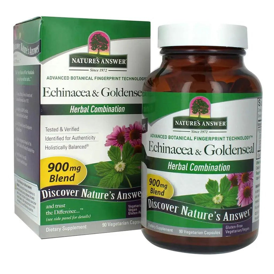Nature's Answer Echinacea & Goldenseal 900mg Vegan Capsules For Immunity, Pack of 60's