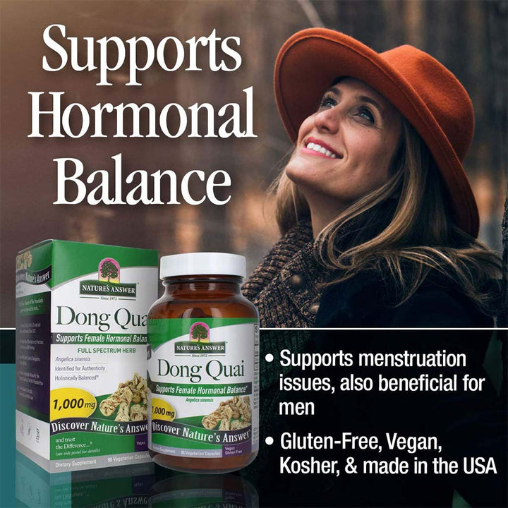 Nature's Answer Dong Quai 1000mg Vegan Capsules For Female Hormonal Support, Pack of 90's - Easy Pharmacy LLC