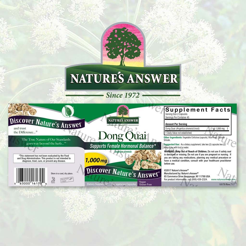 Nature's Answer Dong Quai 1000mg Vegan Capsules For Female Hormonal Support, Pack of 90's - Easy Pharmacy LLC
