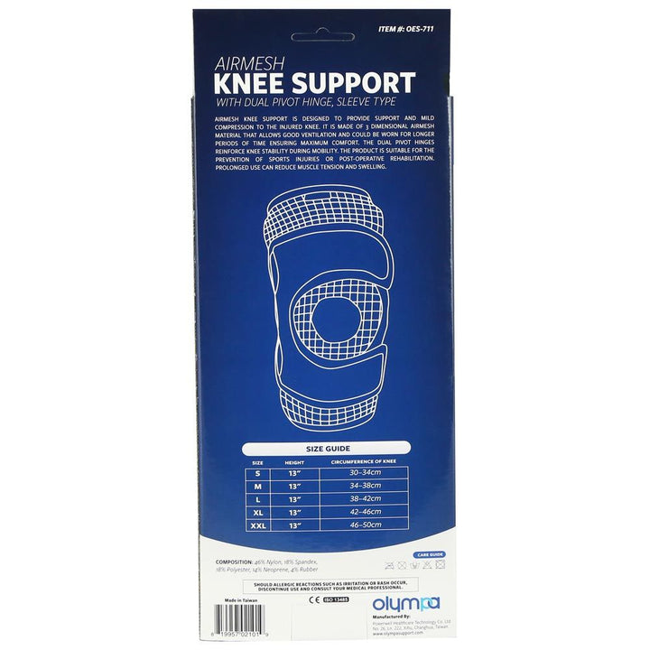 Olympa Airmesh Knee Support Black Extra Extra Large OES-711 - Easy Pharmacy LLC