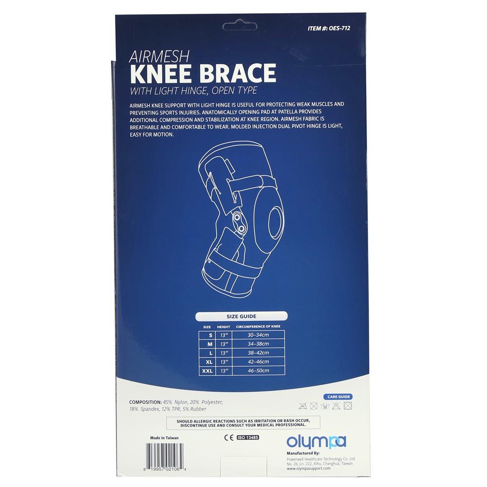Olympa Airmesh Knee Brace Open Type Black Extra Extra Large OES-712 - Easy Pharmacy LLC