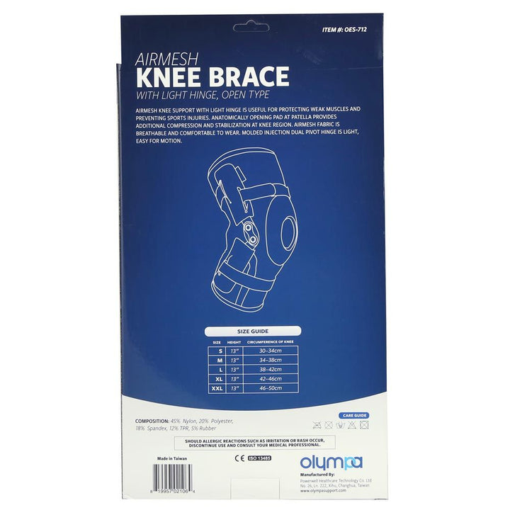 Olympa Airmesh Knee Brace Open Type Black Extra Extra Large OES-712 - Easy Pharmacy LLC