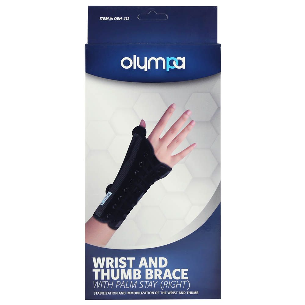 Olympa Wrist & Thumb Brace with Palm Stay Right Grey-Black Extra S - Easy Pharmacy LLC