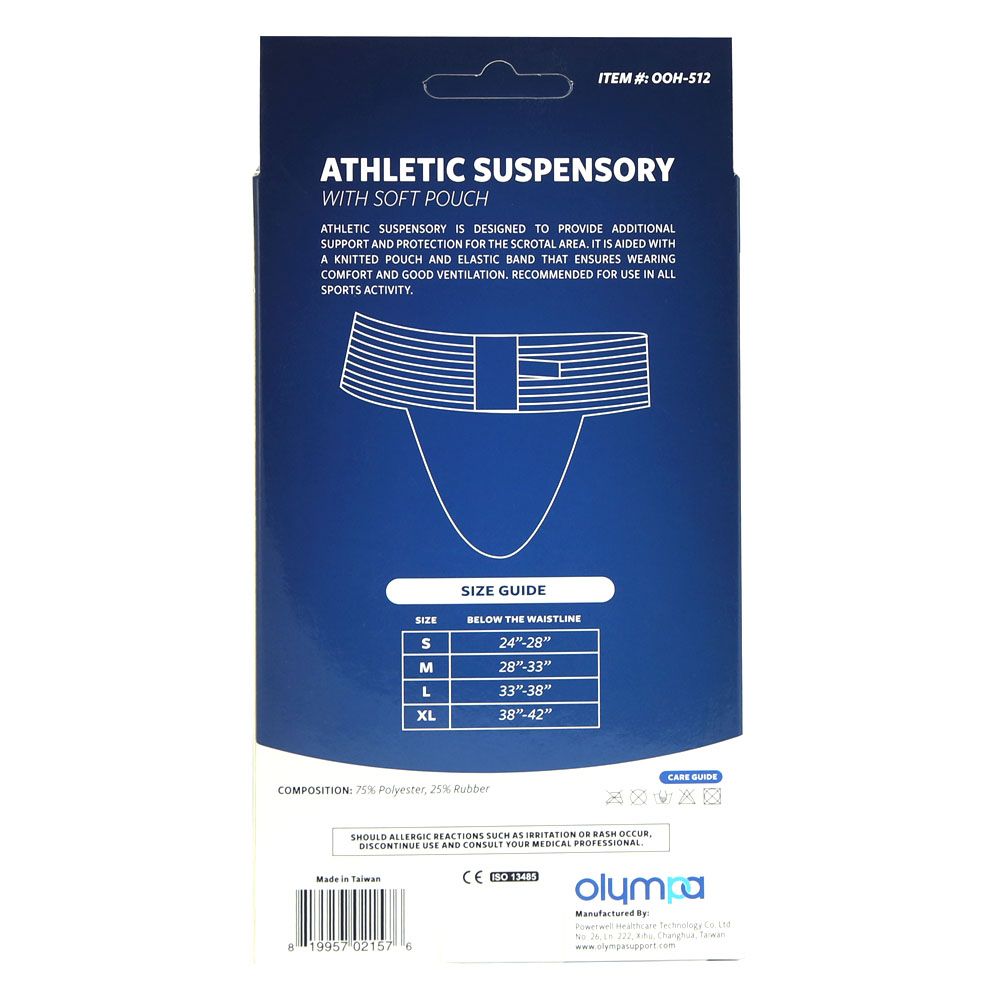 Olympa Athletic Suspensory with Soft Pouch White Small OOH-512 - Easy Pharmacy LLC