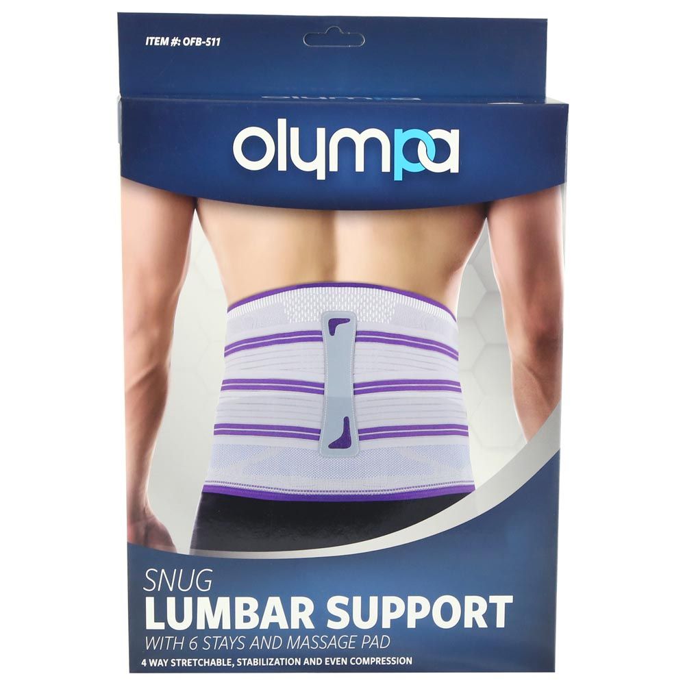 Olympa Snug Lumbar Support with 6 Stays and Massage Pad Cool Grey Medium - Easy Pharmacy LLC