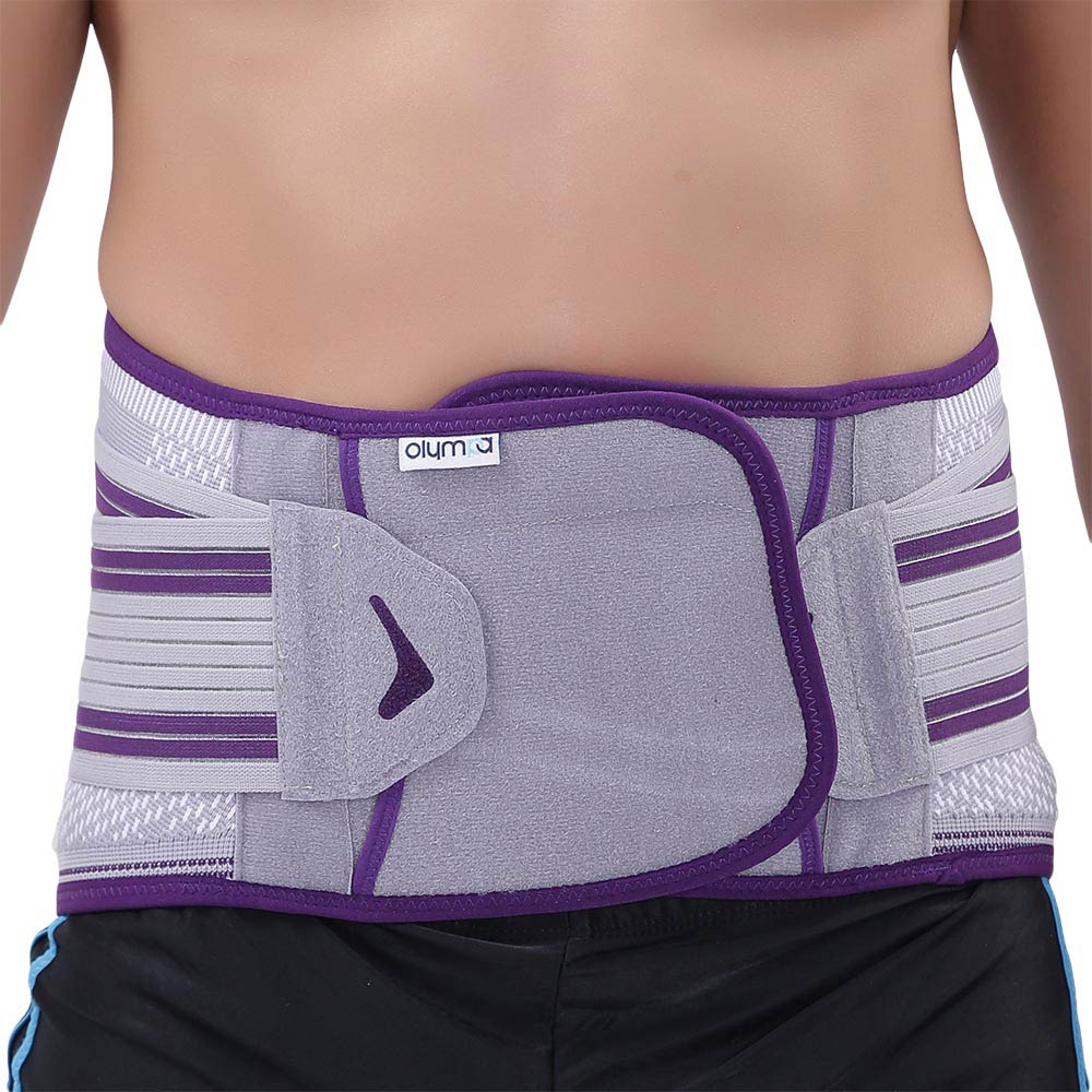 Olympa Snug Lumbar Support with 6 Stays and Massage Pad Cool Grey Medium - Easy Pharmacy LLC