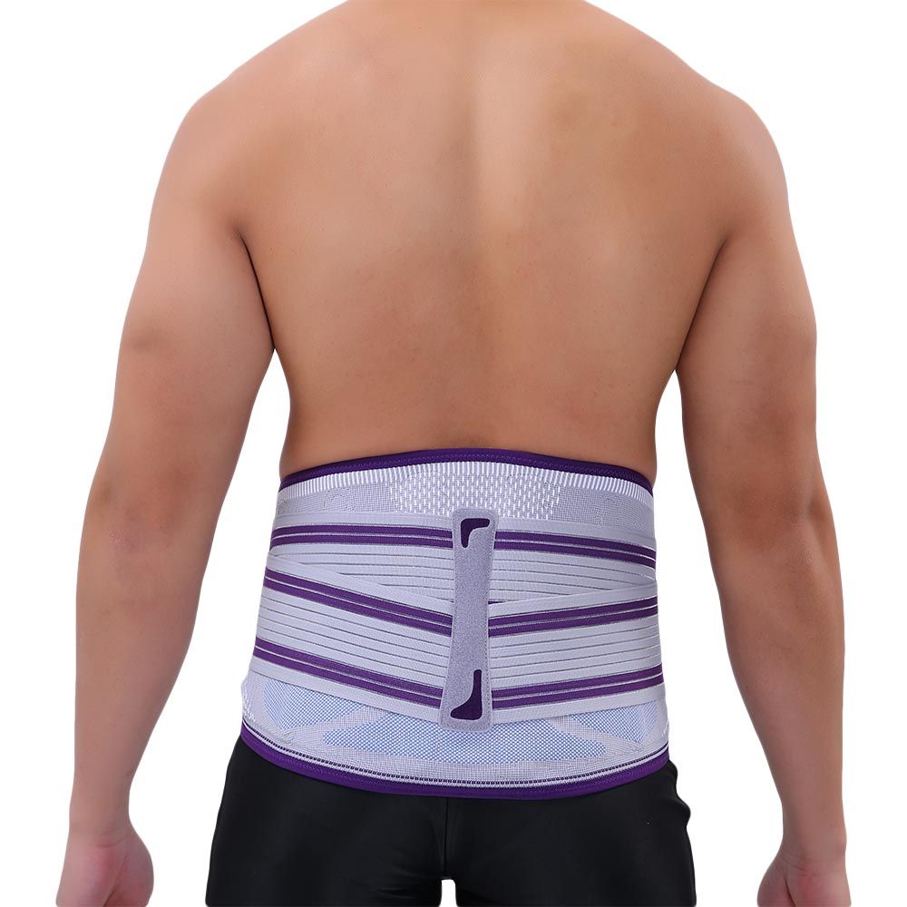 Olympa Snug Lumbar Support with 6 Stays and Massage Pad Cool Grey Medium - Easy Pharmacy LLC