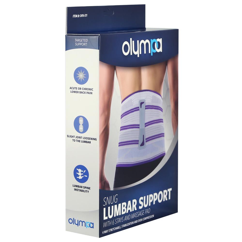 Olympa Snug Lumbar Support with 6 Stays and Massage Pad Cool Grey Extra Extra Large - Easy Pharmacy LLC