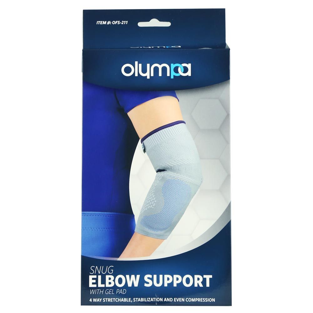 Olympa Snug Elbow Support with Gel Pad Extra Extra Large Cool Grey OFS-211 - Easy Pharmacy LLC