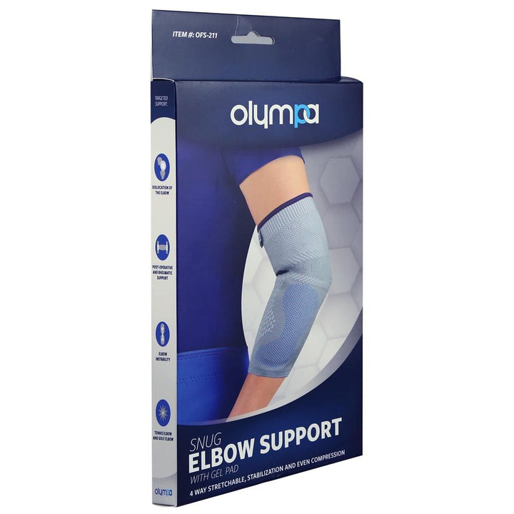 Olympa Snug Elbow Support with Gel Pad Extra Extra Large Cool Grey OFS-211 - Easy Pharmacy LLC